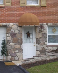 Arched entrance canvas awning