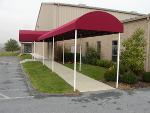 Commercial awning over walkway