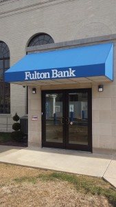 Fabric doorhood installed at Fulton Bank