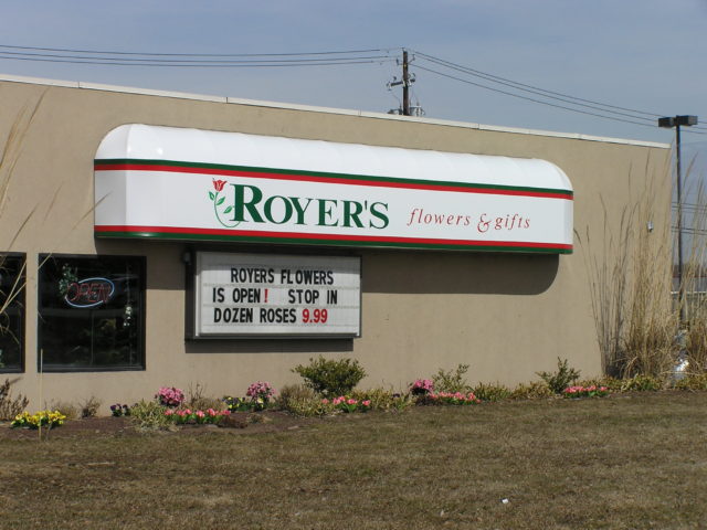 Royer's flower shop awning