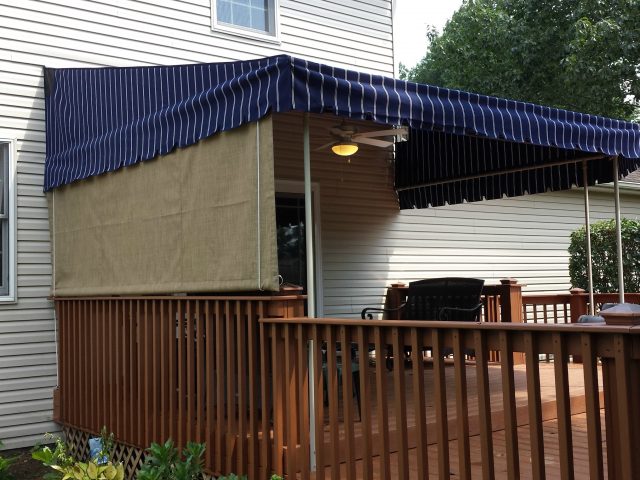 Drop curtain on a canopy - awntex mesh 2