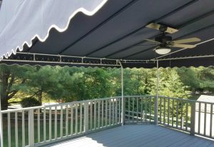 Patio awning cover with ceiling fan