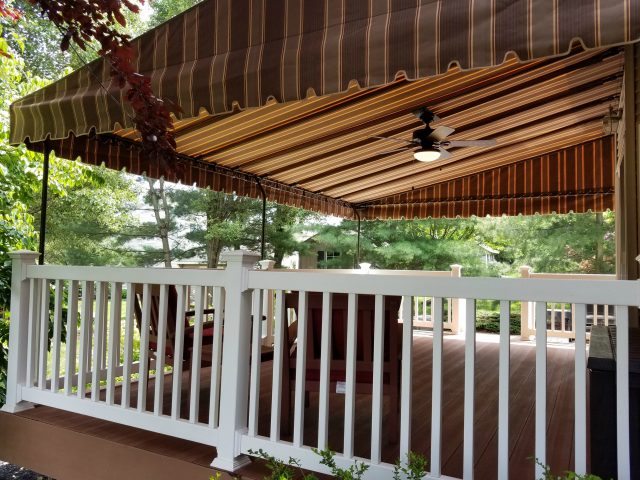 Striped Sunbrella Patio canopy