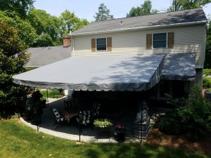 Custom fixed awning over a patio
