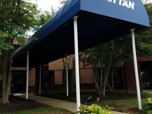 Commercial walkway canopy awning - Harrisburg