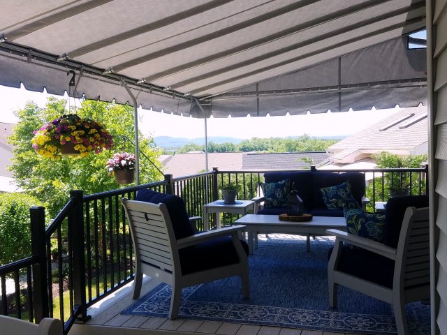 Stationary Canopy Grey sunbrella fabric deck awning cover reading lancaster pa