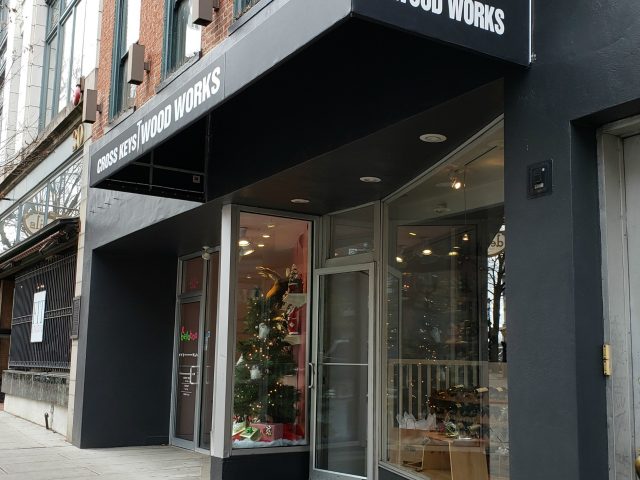 Cross keys Wood Works - commercial storefront awning - lettering