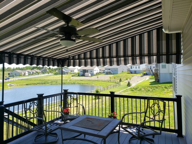 residential stationary canopy deck awning lebanon pa sunbrella fabric cover ceiling fan