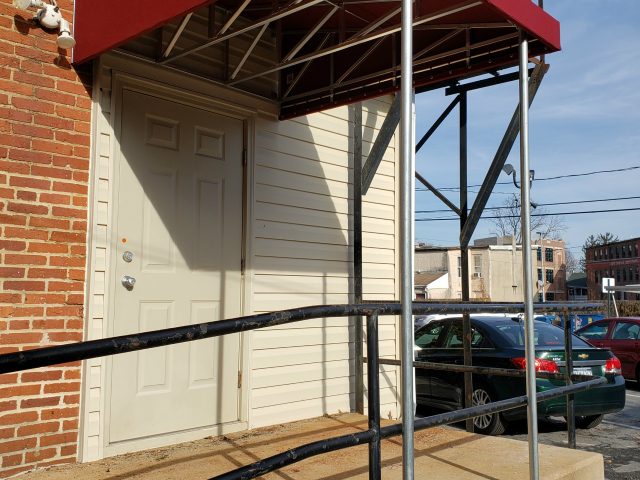 Commercial entrance canopy awning sunbrella fabric lancaster pa dubonnet tweed canvas