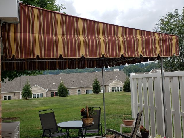 Luther Acres stationary fixed deck patio canopy awning sunbrella fabric canvas shade outdoor living lititz pa -
