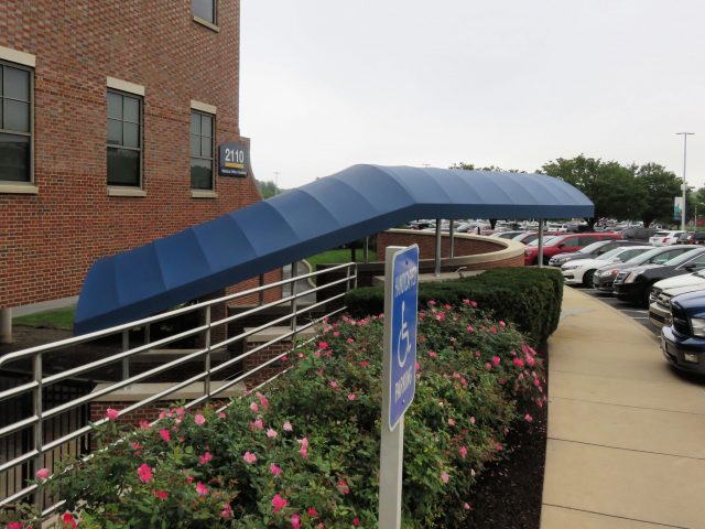 Penn Medicine Lancaster stairway walkway steps canopy awning cover entrance fabric protect commercial----
