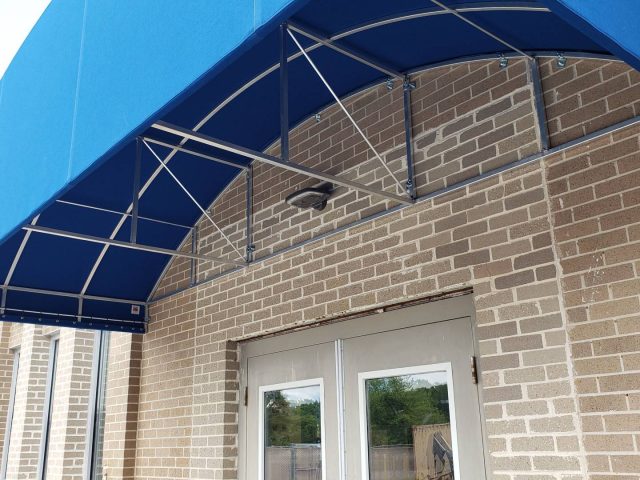 Lancaster County CTC Mt Joy - welded frame awning doorhood entrance sunbrella fabric Kreiders Canvas Service