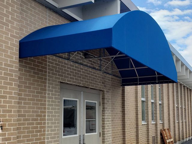 Lancaster County CTC Mt Joy - welded frame awning doorhood entrance sunbrella fabric Kreiders Canvas Service