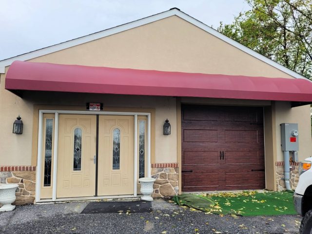 Evans Burial Leola PA - waterfall style vanguard vinyl commercial awning canopy lancaster storefront facade