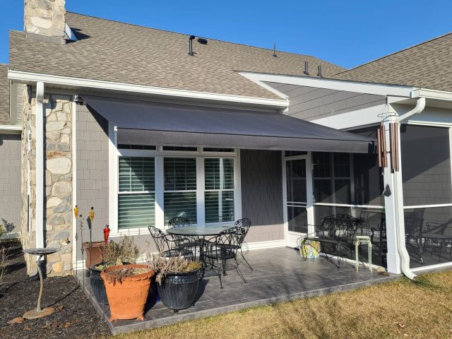 Retractable awning - Willow Valley sunbrella fabric shade cover patio deck lancaster county