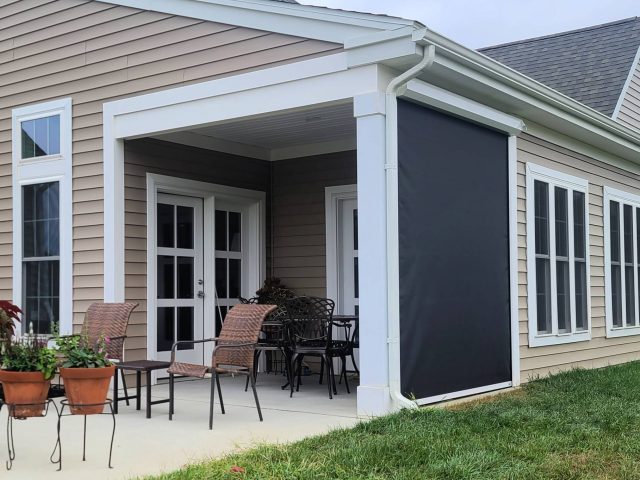 Power Screen on a porch shade awning privacy lancaster canopy