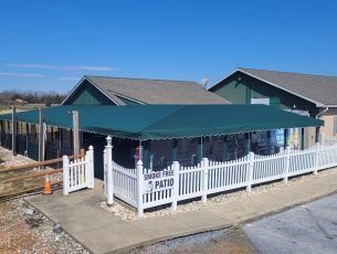 Island Pizza Birdsboro Lancaster PA Stationary dining canopy cover patio bar restaurant clear drop curtains enclosure